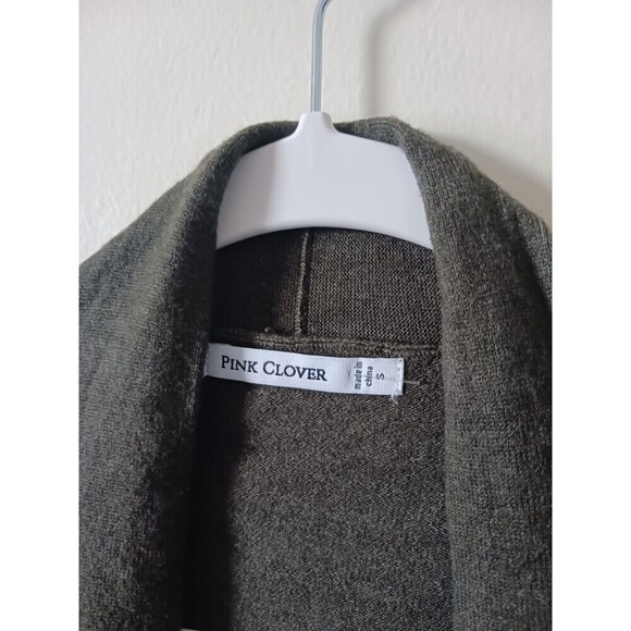 Pink Clover Stitch Fix Cardigan Sweater Open Front Pockets Olive Green S - Picture 3 of 7